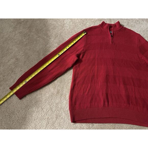Chaps Pullover 100% Cotton Red Long Sleeve Sweater 1/4 Zip Men's XXL STRIPED - Picture 3 of 13